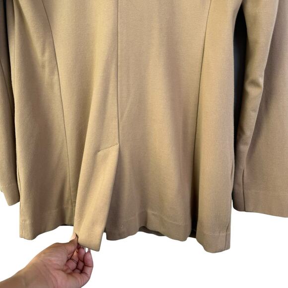 J. Jill Ponte Knit Stretchy Blazer Camel Tan jacket Three Button Small Causal - Picture 6 of 8